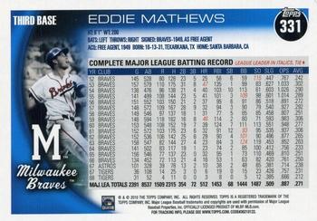 2010 Topps #331 Eddie Mathews Back