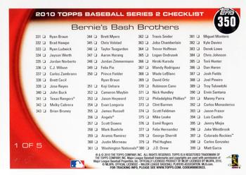 2010 Topps #350 Bernie's Bash Brothers (Prince Fielder / Ryan Braun) Back
