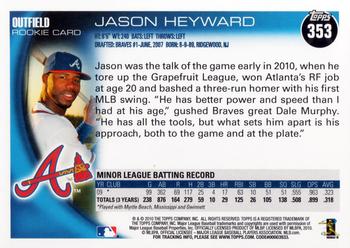 2010 Topps #353 Jason Heyward Back