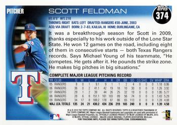 2010 Topps #374 Scott Feldman Back