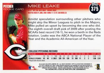 2010 Topps #375 Mike Leake Back