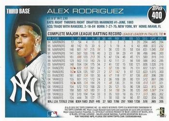 2010 Topps #400 Alex Rodriguez Back