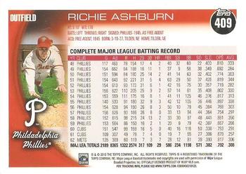 2010 Topps #409 Richie Ashburn Back