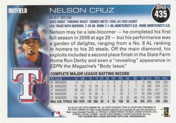 2010 Topps #435 Nelson Cruz Back