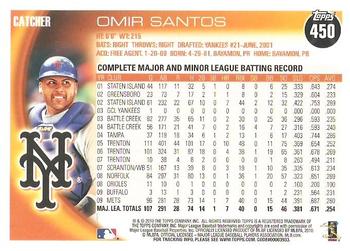 2010 Topps #450 Omir Santos Back