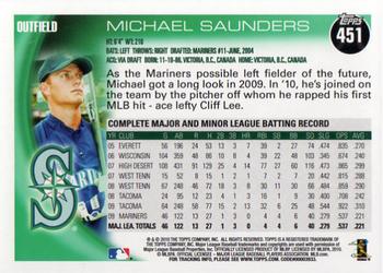 2010 Topps #451 Michael Saunders Back