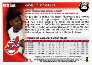 2010 Topps #505 Andy Marte Back
