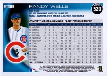 2010 Topps #520 Randy Wells Back