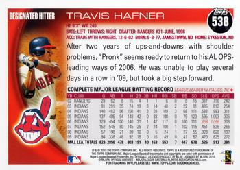 2010 Topps #538 Travis Hafner Back