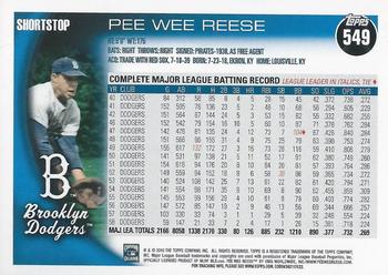 2010 Topps #549 Pee Wee Reese Back