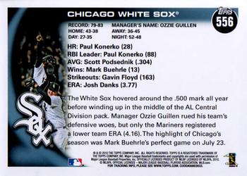 2010 Topps #556 Chicago White Sox Back
