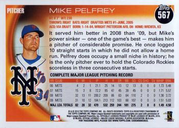 2010 Topps #567 Mike Pelfrey Back