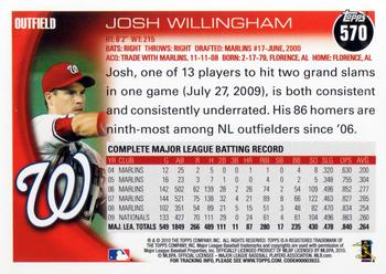 2010 Topps #570 Josh Willingham Back