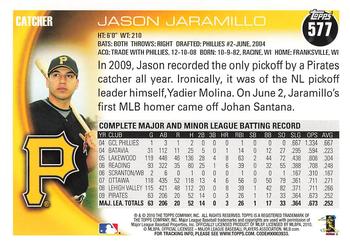 2010 Topps #577 Jason Jaramillo Back