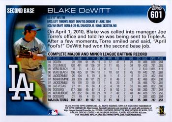 2010 Topps #601 Blake DeWitt Back