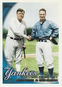 2010 Topps #637 Prestigious Pinstripe Power (Babe Ruth / Lou Gehrig) Front