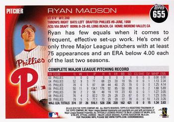2010 Topps #655 Ryan Madson Back