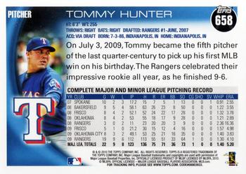 2010 Topps #658 Tommy Hunter Back