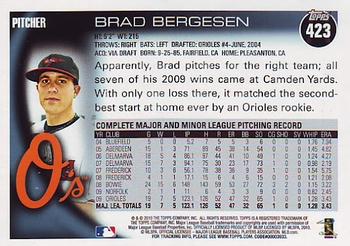2010 Topps #423 Brad Bergesen Back