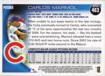 2010 Topps #463 Carlos Marmol Back