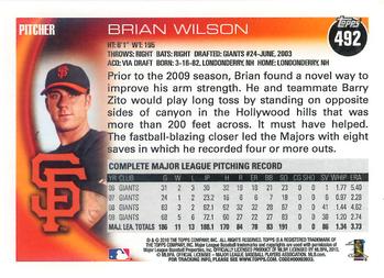 2010 Topps #492 Brian Wilson Back