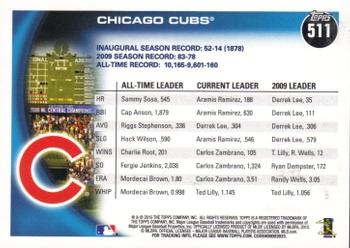 2010 Topps #511 Cubs Franchise History Back