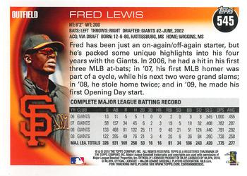 2010 Topps #545 Fred Lewis Back