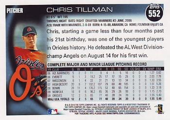2010 Topps #552 Chris Tillman Back