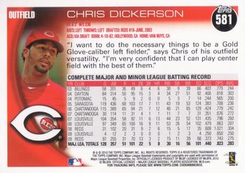 2010 Topps #581 Chris Dickerson Back