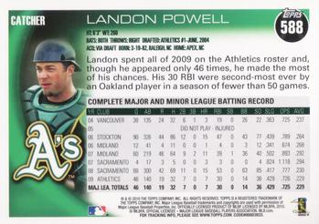 2010 Topps #588 Landon Powell Back