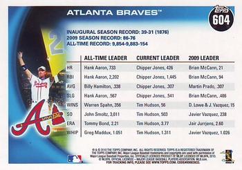 2010 Topps #604 Braves Franchise History Back