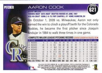 2010 Topps #621 Aaron Cook Back