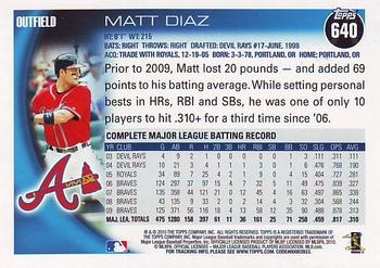 2010 Topps #640 Matt Diaz Back