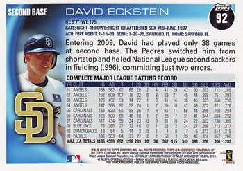 2010 Topps #92 David Eckstein Back