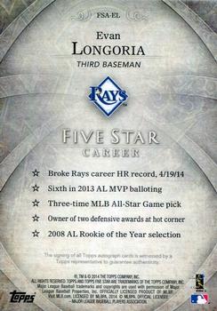 2014 Topps Five Star #FSA-EL Evan Longoria Back