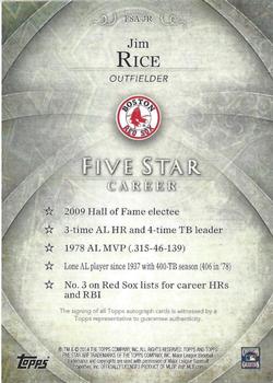 2014 Topps Five Star #FSA-JR Jim Rice Back