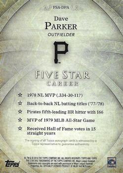 2014 Topps Five Star #FSA-DPA Dave Parker Back