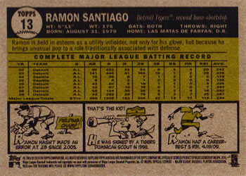 2010 Topps Heritage #13 Ramon Santiago Back