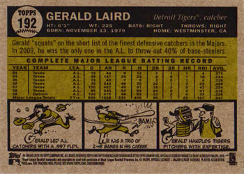 2010 Topps Heritage #192 Gerald Laird Back