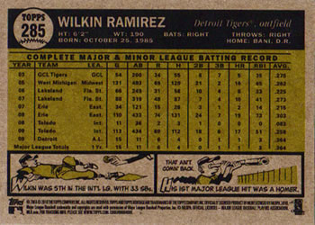 2010 Topps Heritage #285 Wilkin Ramirez Back