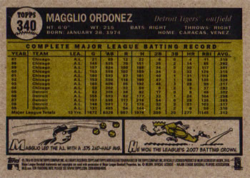 2010 Topps Heritage #340 Magglio Ordonez Back