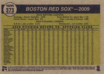 2010 Topps Heritage #373 Boston Red Sox Back