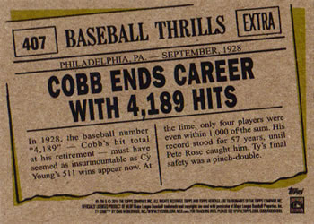 2010 Topps Heritage #407 Ty Cobb Back