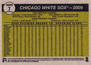 2010 Topps Heritage #7 Chicago White Sox Back