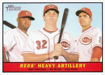 2010 Topps Heritage #25 Reds' Heavy Artillery (Juan Francisco / Jay Bruce / Joey Votto) Front