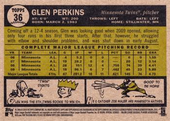 2010 Topps Heritage #36 Glen Perkins Back
