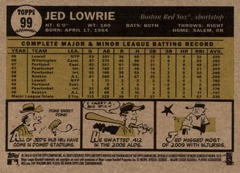 2010 Topps Heritage #99 Jed Lowrie Back