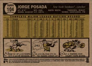 2010 Topps Heritage #104 Jorge Posada Back