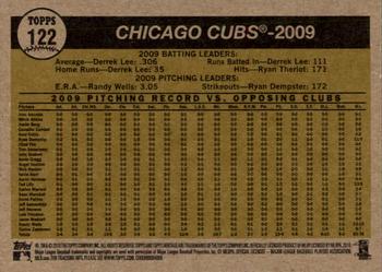 2010 Topps Heritage #122 Chicago Cubs Back