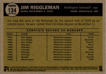 2010 Topps Heritage #134 Jim Riggleman Back